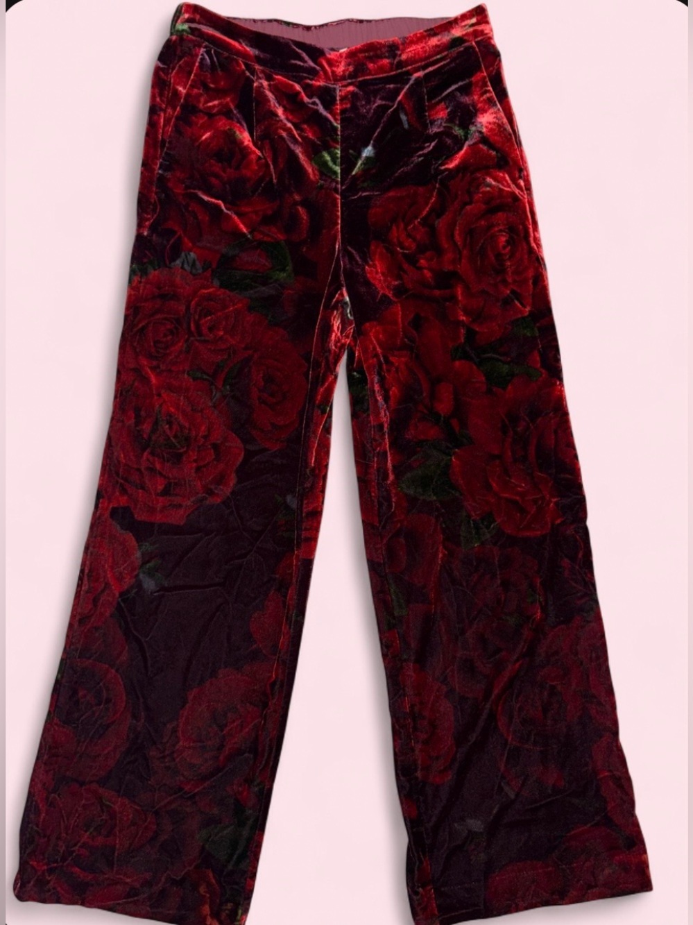 Soft Surroundings Velvet Rose Floral Wide Leg Pants - Size Small